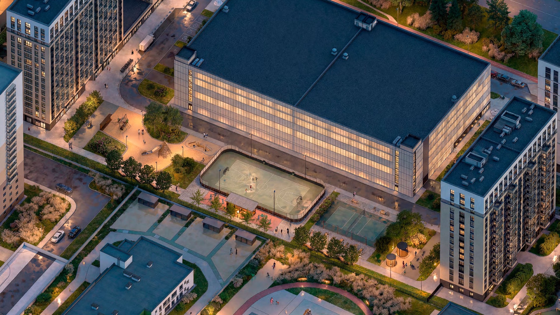 Вид сверху вечером